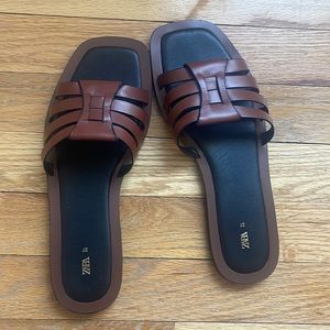 Zara Brown Leather Sandal